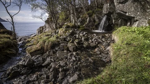 Waterfall in the woods Stock Footage 87770356
