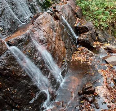 Waterfall in the woods Stock Photos