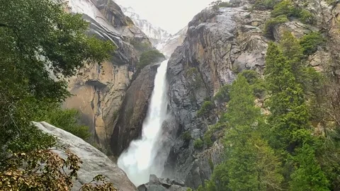 Waterfall in Yosemite Valley Slow Motion Stock Footage 131686530