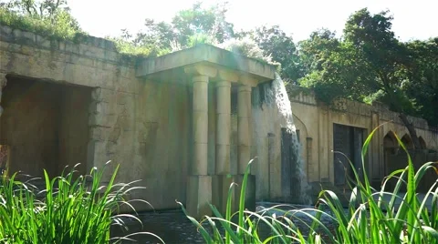 Waterfall in a zoo in Germany Stock Footage 55316081