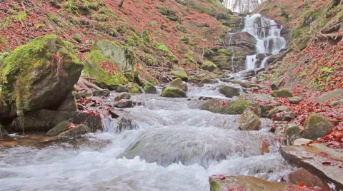 Waterfall,autumn waterfall Stock Footage 45450974