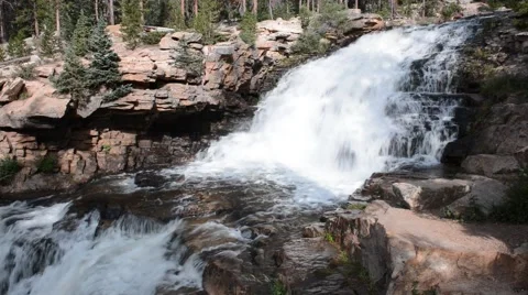 Waterfalls along Upper Provo River Stock Footage 58631218