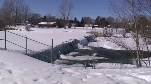 Waterfalls and river in the winter time. Video stock 35990443