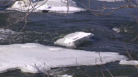 Waterfalls and river in the winter time. Video stock 35991036