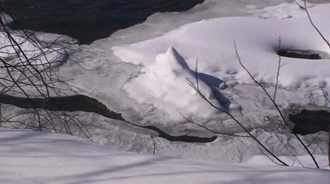 Waterfalls and river in the winter time. Video stock 35991038