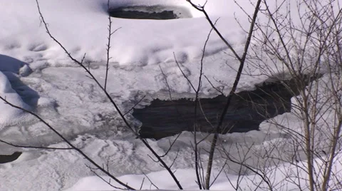 Waterfalls and river in the winter time. Video stock 35991060