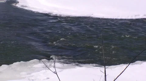 Waterfalls and river in the winter time. #3-16 Stock Footage 35991081