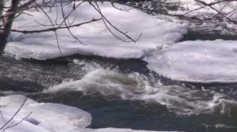 Waterfalls and river in the winter time. #3-12 Stock Footage 35991089