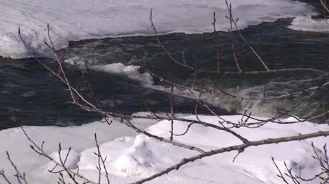 Waterfalls and river in the winter time. #3-23 Stock Footage 35992058