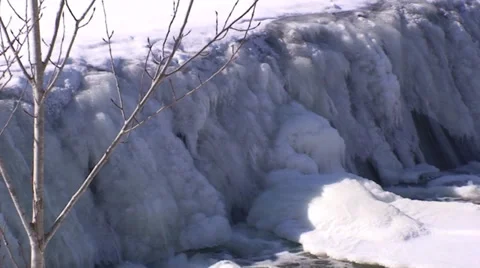 Waterfalls and river in the winter time. #3-20 Stock-Footage 35992059