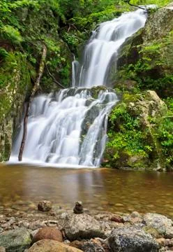 Waterfalls and Tiny Cairn Stock Photos