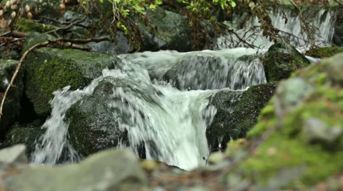 Waterfalls Behind Rocks Stock Footage 50549205