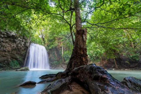Waterfalls In Deep Forest Stock Photos