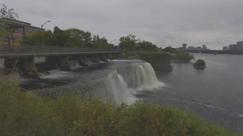 Waterfalls falling into a river Stock Footage 285544821