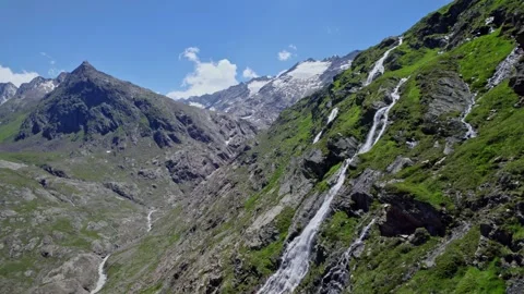 Waterfalls fly by Video stock 246584206