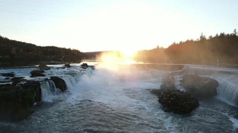 Waterfalls foaming during sunset Stock-Footage 168858174