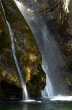 Waterfalls found in the riverbed Stock Photos