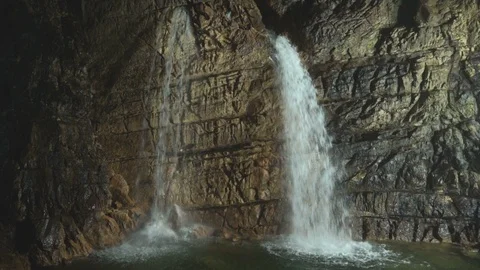 Waterfalls Inside Cave Video stock 116494272
