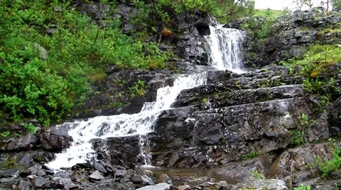 Waterfalls in the Mountains Norway, loop Stock Footage 8512217