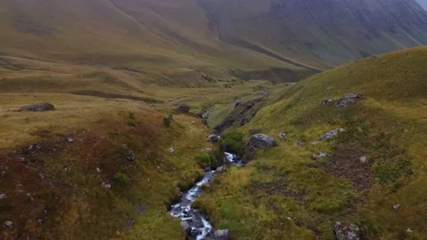 Waterfalls in the mountains top view Stock Footage 168566454