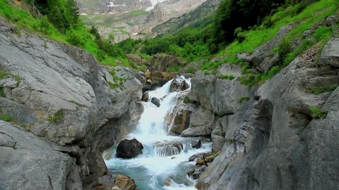 Waterfalls in National Park of the Monte Perdido Stock Footage 112625234