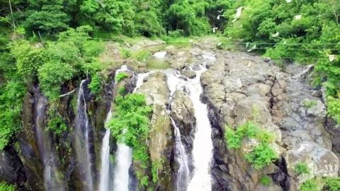 A waterfalls panoramic view Stock Photos