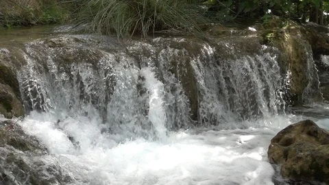 Waterfalls in the ruidera in slow motion Stock Footage 97975871
