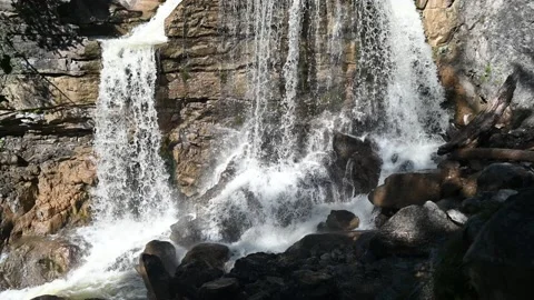 Waterfalls running on rocks in the mountains Stock-Footage 219698260