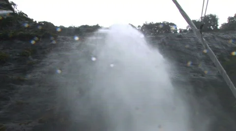 Waterfall's spray on camera lens Stock Footage 139151