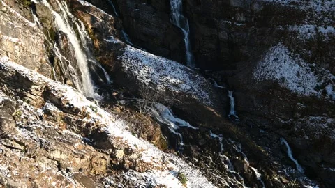 Waterfalls in a winter landscape Video stock 260831578