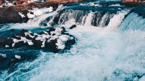 Waterflow of small river waterfall found on roadside in Southern Iceland Stock Footage 107242021