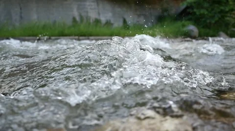 Waterflow view of mountain river flow during the floods Stock Footage 63427044
