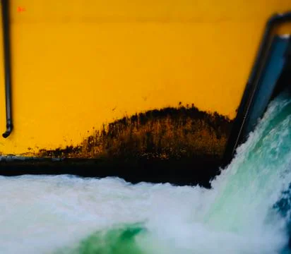 Waterflowing close to the wall Stock Photos