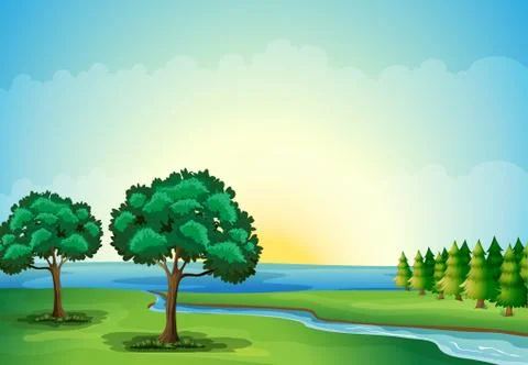 A waterform in the forest Stock Illustration