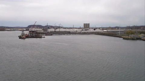 Waterfront and docks in New Haven, Connecticut. Shot in November 2011. Stock Footage 59169747