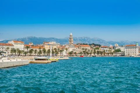 Waterfront and view on cathedral in Split, Croatia Stock Photos