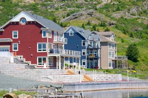Waterfront apartment complexs Stock Photos