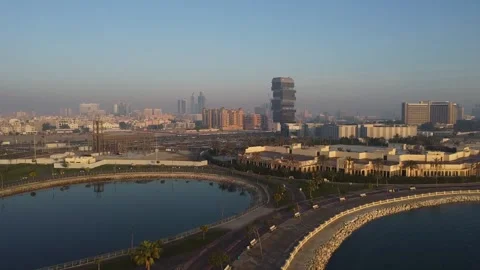 Waterfront Boulevard and Skyline in Al Khobar Saudi Arabia Видео 335545776