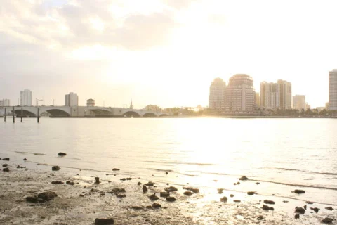 Waterfront City Sunset SD Video stock 330254