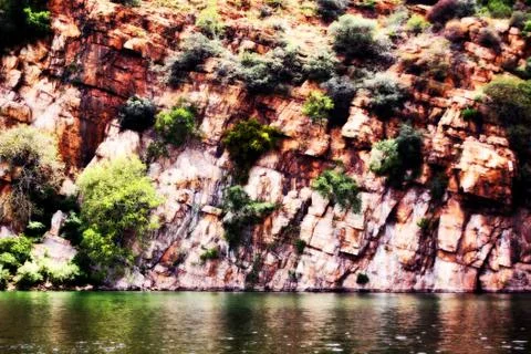 Waterfront cliff with hd glow effect Stock Illustration