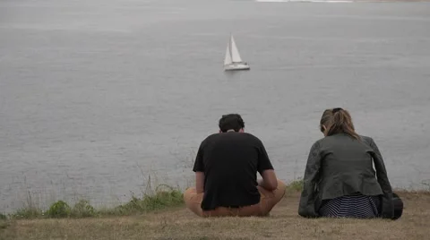 Waterfront couple Stock Footage 54082098