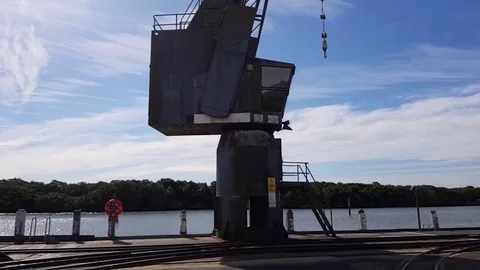 Waterfront Cranes - Motion Time Lapse Stock Footage 78721192