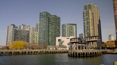 Waterfront high-rises, L.I.C. NY Stock Footage 304178738