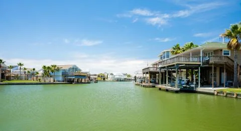 Waterfront homes Stock Photos