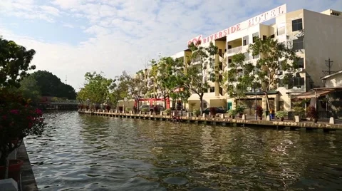 Waterfront Malacca river in Malacca Stock Footage 49361750
