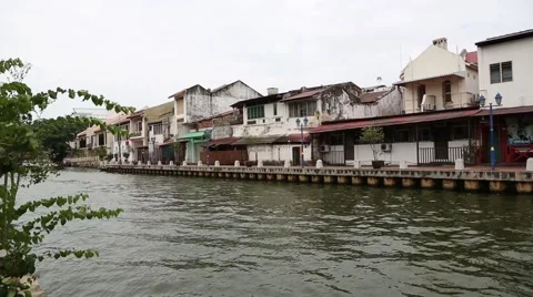 Waterfront Malacca river in Malacca 库存影片 49361957