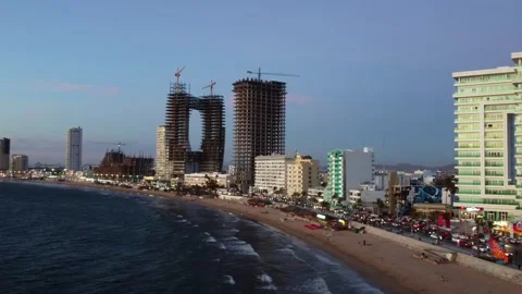 Waterfront in Mazatlán during Sunset Stock Footage 321380444