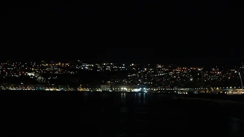Waterfront Napoli in the night Stock Footage 128453282