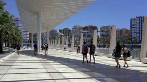 Waterfront Promenade in Malaga Stock Footage 159173448