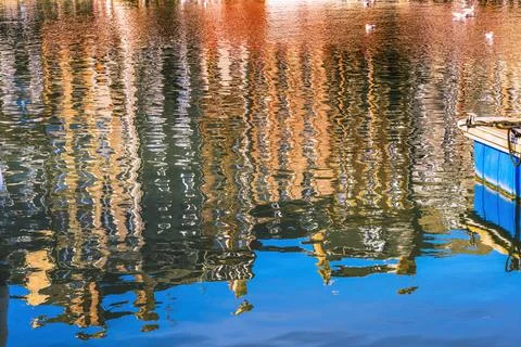 Waterfront Reflection Abstract Inner Harbor Honfluer France Stock Photos
